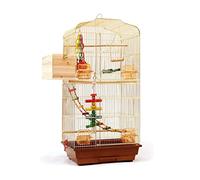 Grande cage à oiseaux solide en fer forgé avec mangeoire, cage à oiseaux créative dorée pour la maison (C)