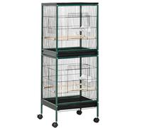 Grande Cage à Oiseaux sur pied double avec mangeoires perchoirs plateau