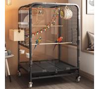 Grande cage à oiseaux transparente avec accessoires pour petits tournesols, oiseaux à gorge indigo, munias, grives, etc. (Noir)