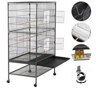 Grande cage à oiseaux YAHEETECH 79x51,8x132 cm noir avec support roulant et étagère