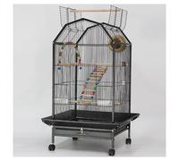 Grande cage à perroquet en fer forgé avec support roulant gris africain | Cage à oiseaux portable avec mangeoire, jouets et système de verrouillage pour oiseaux de taille moyenne