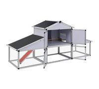 Grande Cage à Poules poulailler Aluminium MDF avec rampes et 1 Pondoir 258 cm 02_0001677