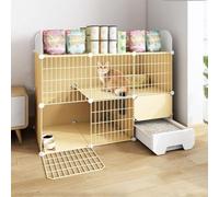 Grande cage chat, coin de cage de chat, grands chenils de chat à 2 niveaux, caisse de caisse de bricolage Playpen Intérieur Keaux de fil métallique détachable Enclosures grand exercice pour 1-2 chats,