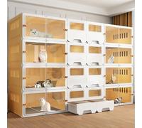 Grande Cage de Chat reproductrice, enclos de Chat, chenils de Chat, Plate-Forme épaissie, litière de Chats indépendants, Reproduction Pratique (210x45x140cm) YYuan