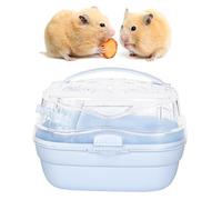Grande Cage de Porte-Avions de Hamster, Cage Portable Respirante, Porte-Avions pour Hamster Hemdhog Nain avec Nain Sortant Voyage Facile à Transporter (Bleu crème)