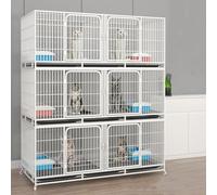 Grande cage d'élevage pour chat avec cloison - Villa pliable en fer à trois couches pour l'intérieur et l'extérieur