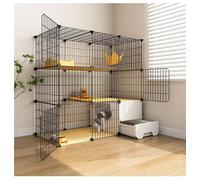 Grande cage d'intérieur 2/3 avec litière fermée pour 1 à 2 chats, furet, chinchilla, petits animaux (style 2, 111 x 39 x 109 cm)