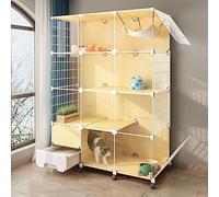 Grande cage d'intérieur pour chat avec bac à litière, enclos d'extérieur transparent, maison pour chat à faire soi-même avec poulie pour l'exercice, 112 x 47 x 77 cm (L x l x H)