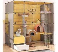 Grande Cage d'intérieur pour Chat avec bac à litière, enclos pour Chat pour l'intérieur, enclos intérieur pour Chaton avec Toit, Design Transparent, Super Porteur, Facile à Assembler et déta