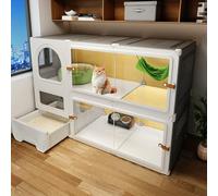 Grande cage d'intérieur pour chat avec toilettes - Panneaux de clôture pour chat faciles à installer, aucun outil nécessaire, enclos spacieux et sûr pour chats, parfait pour un usage domestique
