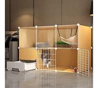 Grande cage d'intérieur pour chat - Maison polyvalente pour petits animaux comme les chats, furets, chinchillas, lapins avec bac à litière inclus