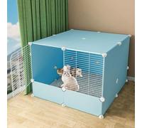 Grande cage d'intérieur pour chat - Parc de jeu pour petits animaux - Convient pour lapins, hérissons, cochons d'Inde et chats (bleu, 75 x 75 x 55 cm)