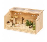 Grande cage en bois pour hamster 80 x 41 x 40 cm avec fenêtre en acrylique | Dessus ouvrable, boucles latérales et ventilation sur trois côtés pour hamsters syriens, gerbilles, chinchillas et autres