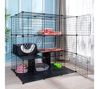 Grande Cage en métal for Chat d'intérieur, chenils Extensibles for, caisses de Parc for Animaux Compagnie for Chiens et transporteurs rigides for Plusieurs Chats(43.7Lx29.5Wx42.9H)