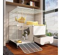 Grande Cage for Chat d'intérieur avec bac à litière 2 Niveaux roulettes métal, Amovible pour, résistante, Facile Monter, Maison for (111 x 39 77 cm)(111 * 39 * 77C M)