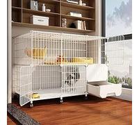 Grande Cage for Chat d'intérieur avec bac à litière 2 Niveaux roulettes métal, Amovible pour, résistante, Facile Monter, Maison for (111 x 39 77 cm)(75 * 39 * 77CM)