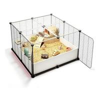 Grande Cage Hamster avec Bac Profond 16 Cm Et Partie Transparente | Grand Espace, Large Porte Frontale, Aménagement Libre, Habitat Hamster Spacieux, Nettoyage Facile(Black,71x71x36cm)