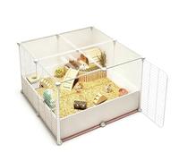 Grande Cage Hamster avec Bac Profond 16 Cm Et Partie Transparente | Grand Espace, Large Porte Frontale, Aménagement Libre, Habitat Hamster Spacieux, Nettoyage Facile(White,71x71x36cm)
