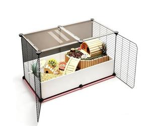 Grande Cage Hamster avec Bac Profond 16 Cm Et Partie Transparente | Grand Espace, Large Porte Frontale, Aménagement Libre, Habitat Hamster Spacieux, Nettoyage Facile(Black,71x36x36cm)