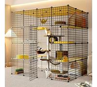 Grande Cage intérieure pour Chat, Cage pour Chat Semi-fermée à 4 Couches, Villa pour Chat DIY, Grand Lieu d'exercice, Peut accueillir 1 à 4 Chats (147x111x146cm)