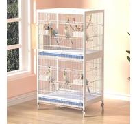 Grande Cage Oiseaux, Cage A Oiseaux, avec Roues Universelles, for Perroquets Gris D'Afrique, Canaris, Perroquets Soleil, Tourterelles(White,Small)
