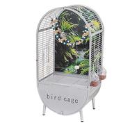 Grande Cage Perroquet, Cage à Oiseaux avec Porte D'entrée Interactive, 6 Roues Universelles, Voliere Exterieur pour Perruches(White)
