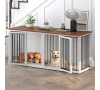 Grande cage pour 2 chiens, 181,9 cm, Pro XXL, très résistante avec séparateur, cadre en acier, double cage d'intérieur pour chiens de petite, moyenne et grande taille, blanc chaud
