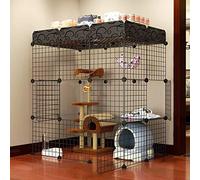Grande Cage pour Chat à 3 Niveaux, Parc pour Chat DIY, clôture intérieure pour 1 à 4 Chats, Noir