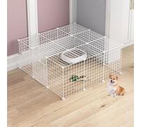 Grande cage pour chat à faire soi-même - Cage pour petits animaux domestiques - Cage pour chaton - Cage pour furet - Enclos pour chiens, chats, lapins, chinchillas (blanc, 111 x 111 x 47 cm)