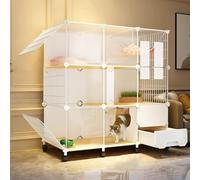 Grande Cage Pour Chat Avec Bac À Litière Fermé, Parc Pour Chat Pour L'Extérieur, Chenil Pour Chat, Chenil En Fil Métallique Amovible, Idéal Pour 2 À 5 Chats,One Color-42.1x18.5x44.1in/107x47x112cm