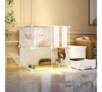 Grande Cage Pour Chat Avec Bac À Litière Fermé, Parc Pour Chat Pour L'Extérieur, Chenil Pour Chat, Chenil En Fil Métallique Amovible, Idéal Pour 2 À 5 Chats,One Color-42.1x18.5x28.3in/107x47x72cm