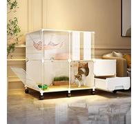 Grande Cage Pour Chat Avec Bac À Litière Fermé, Parc Pour Chat Pour L'Extérieur, Chenil Pour Chat, Chenil En Fil Métallique Amovible, Idéal Pour 2 À 5 Chats,One Color-42.1x18.5x30.3in/107x47x77cm