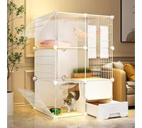 Grande Cage Pour Chat Avec Bac À Litière Fermé, Parc Pour Chat Pour L'Extérieur, Chenil Pour Chat, Chenil En Fil Métallique Amovible, Idéal Pour 2 À 5 Chats,One Color-28.3x18.5x42.1in/72x47x107cm
