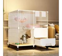 Grande Cage Pour Chat Avec Bac À Litière Fermé, Parc Pour Chat Pour L'Extérieur, Chenil Pour Chat, Chenil En Fil Métallique Amovible, Idéal Pour 2 À 5 Chats,One Color-28.3x18.5x30.3in/72x47x77cm