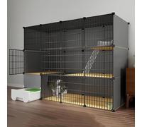 Grande cage pour chat, cage d'intérieur avec litière, cages amovibles pour chats, plate-forme robuste, facile à installer, couleur unique, 147 x 49 x 111 cm