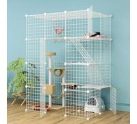 Grande Cage pour Chat, Cage pour Chat intérieure, Parc Amovible pour Chat, Cage pour Petits Animaux, enclos Semi-fermés pour Chat, Grand Lieu d'exercice idéal pour 1 à 2 Chats (Taille : 137