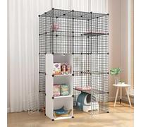 Grande Cage pour Chat - Cages pour Chat Enclos pour Chat Intérieur DIY Parc pour Chat Amovible Cage pour Chat en Fil métallique Parc pour Chat Niche Robuste et sûre Cage de Transport pour ch