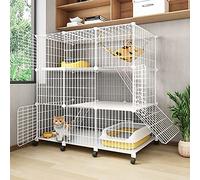 Grande Cage pour Chat, Cages pour Chat, Parc D'Intérieur pour Chat, Enclos pour Furet, Cage pour Chien De Grande Taille, Chenil avec Roue Universelle - pour Chats, Lapins, Chinchilla (111 X 49 X 112