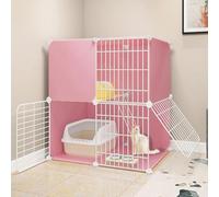Grande Cage pour Chat, clôture de Chat, Fil métallique détachable Caisse de chenil Bricolage Grand entraînement idéal pour 1-2 Chats (Taille: 72x47x72cm) FANDIAO