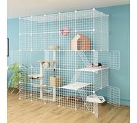 Grande Cage pour Chat, Coin de Cage pour Chat, Grand chenil à 2 Niveaux, Parc pour Chat, intérieur Amovible en Fil métallique, Grand Lieu d'exercice pour 1 à 2 Chats, Petits Animaux (Taille
