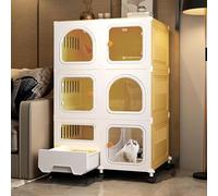Grande Cage pour Chat d'intérieur avec bac à litière, chenil pour Chat, enclos pour Chiots à 4 Niveaux, Grand Parc pour Chat, chenil en Fil métallique Amovible, Caisse intérieure (Taille : 1