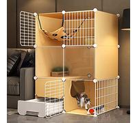 Grande Cage pour Chat D'Intérieur - Cage pour Petits Animaux avec Clôture en Fil Métallique pour Chenil pour Chat, Grande Cage D'Intérieur avec Bac À Litière pour 1 À 2 Chats, Furet, Chinchilla, Lap