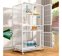Grande Cage pour Chat D'Intérieur, Niche pour Furet, Chinchilla, Cage pour Petits Animaux avec Roues Et Échelle, Grande Cage en Fil Métallique À 4 Niveaux, avec 2 Portes Avant, Intérieur Et Extérieu