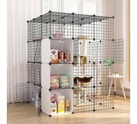 Grande cage pour chat d'intérieur - Parc amovible pour petits animaux - Enclos d'extérieur spacieux pour 1 à 3 chats (111 x 111 x 146 cm-B)