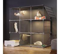 Grande Cage pour Chat D'Intérieur, Parc pour Chat, Enclos pour Chat avec Bac À Litière pour Chat, Clôture Semi-Fermée, Cage Amovible pour Petits Animaux, pour Chaton, Cochon d'Inde, Lapin Et Chinchi