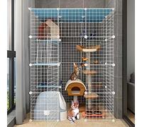 Grande cage pour chat, enclos d'intérieur, parc à chat détachable en métal à monter soi-même, cage pour chat ou furet, grand espace d'exercice pour animaux de compagnie, avec rampe, échelle, hamac et