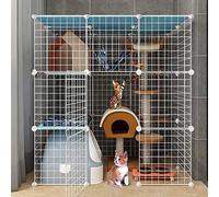Grande cage pour chat, enclos d'intérieur, parc à chat détachable en métal à monter soi-même, cage pour chat ou furet, grand espace d'exercice pour animaux de compagnie, avec rampe, échelle, hamac et