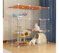 Grande Cage pour Chat, Enclos D'Intérieur pour Chat, Chenil pour Chat, Furet, Clôture d'exercice en Métal Amovible pour Chien avec Hamac, Facile À Assembler, Noir/Blanc, 6 Tailles (Blanc 109 X 74 X