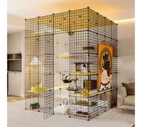 Grande Cage pour Chat, Enclos Intérieur, Animalerie pour Petits Animaux, Niche et Lieu d'Exercice Idéal pour 1 À 3 Chats - 11 Tailles (Couleur : A, Taille : 147 * 147 * 179cm)