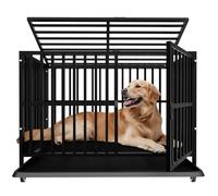 Grande Cage pour Chien, chenil Robuste en Acier allié Non Amovible avec Roues verrouillables, Double Porte et Serrure Robuste(Extra Grand)